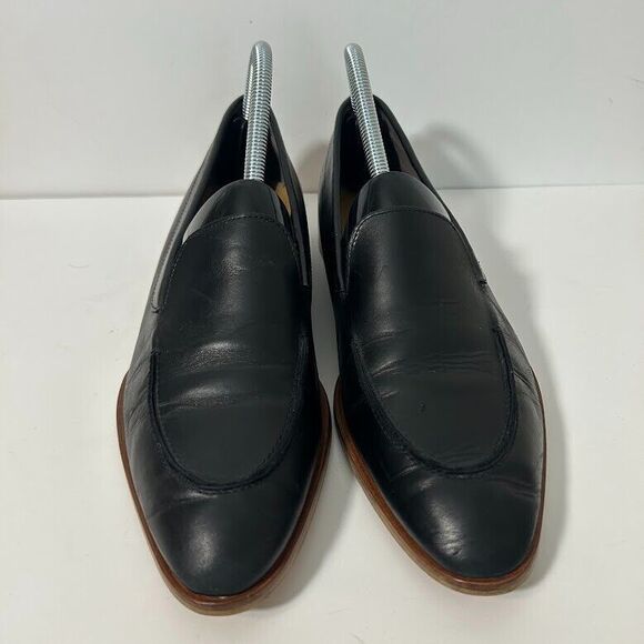 Everlane Black Leather Loafers with Natural Wood Heel - Picture 3 of 10